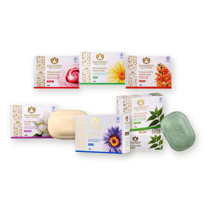 Maharishi Ayurveda herbal soap bundle with Jasmine, Neem, Rose, Vata, Pitta and Kapha soaps